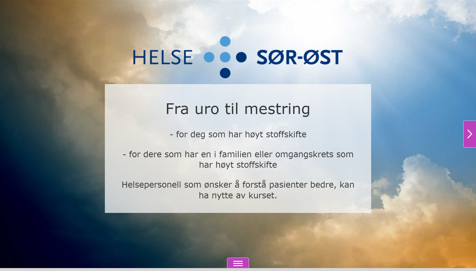 Gratis nettkurs om høyt stoffskifte (Helse Sør-Øst)